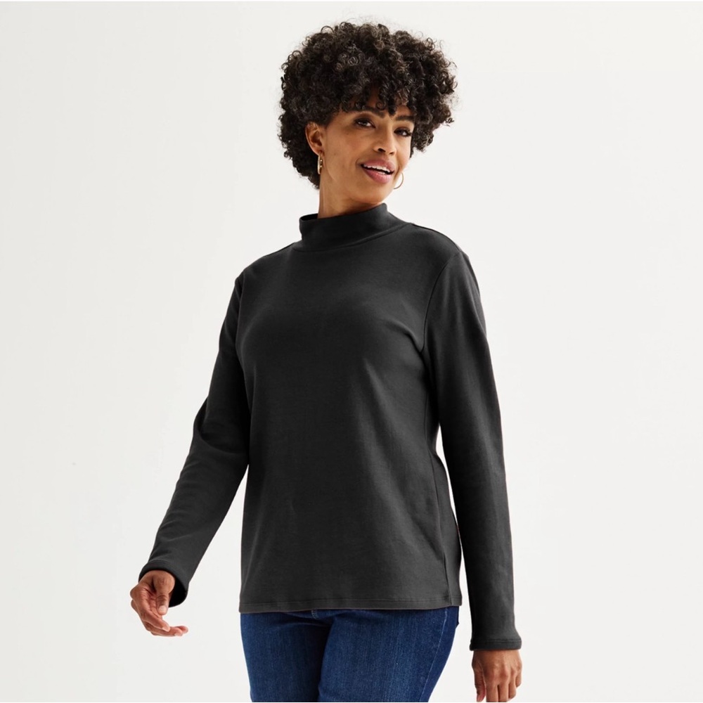 🐣NWOT Croft & Barrow Women's Black Long Sleeve Top